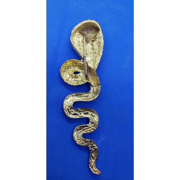 Vintage Large Snake Gold Rhinestone Covered Scarf Slide Or Belt Buckle 1970s - Picture 3 of 16